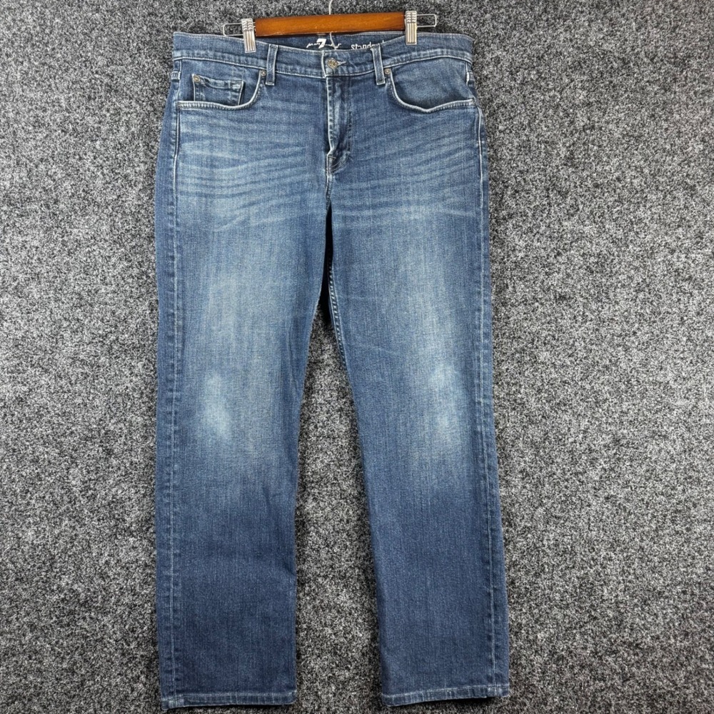 7 For All Mankind Mens Standard‎ Straight Leg Jeans Blue Stretch Denim Size 36
